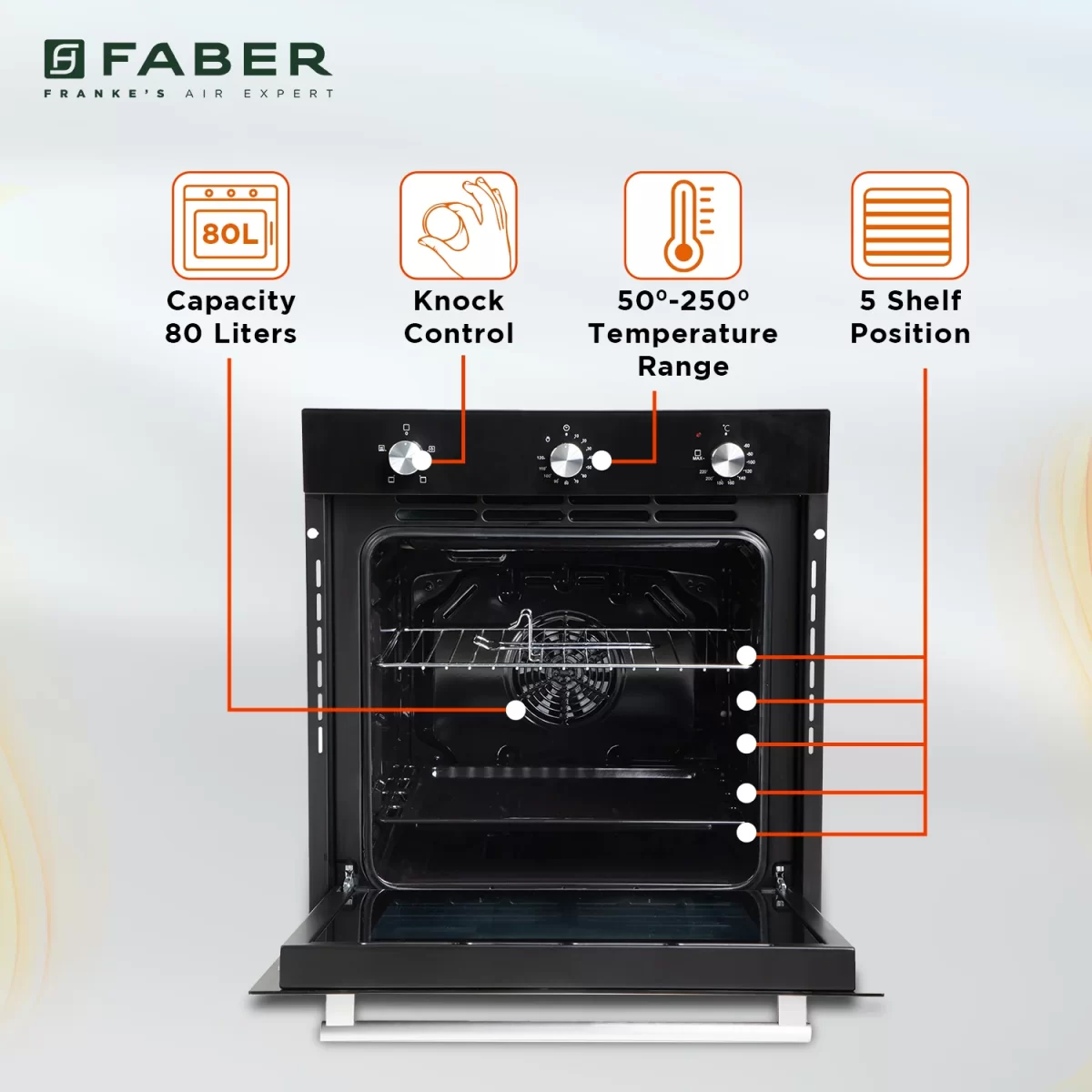 FABER BUILT IN OVEN FBIO 80L 4F BK - Image 5