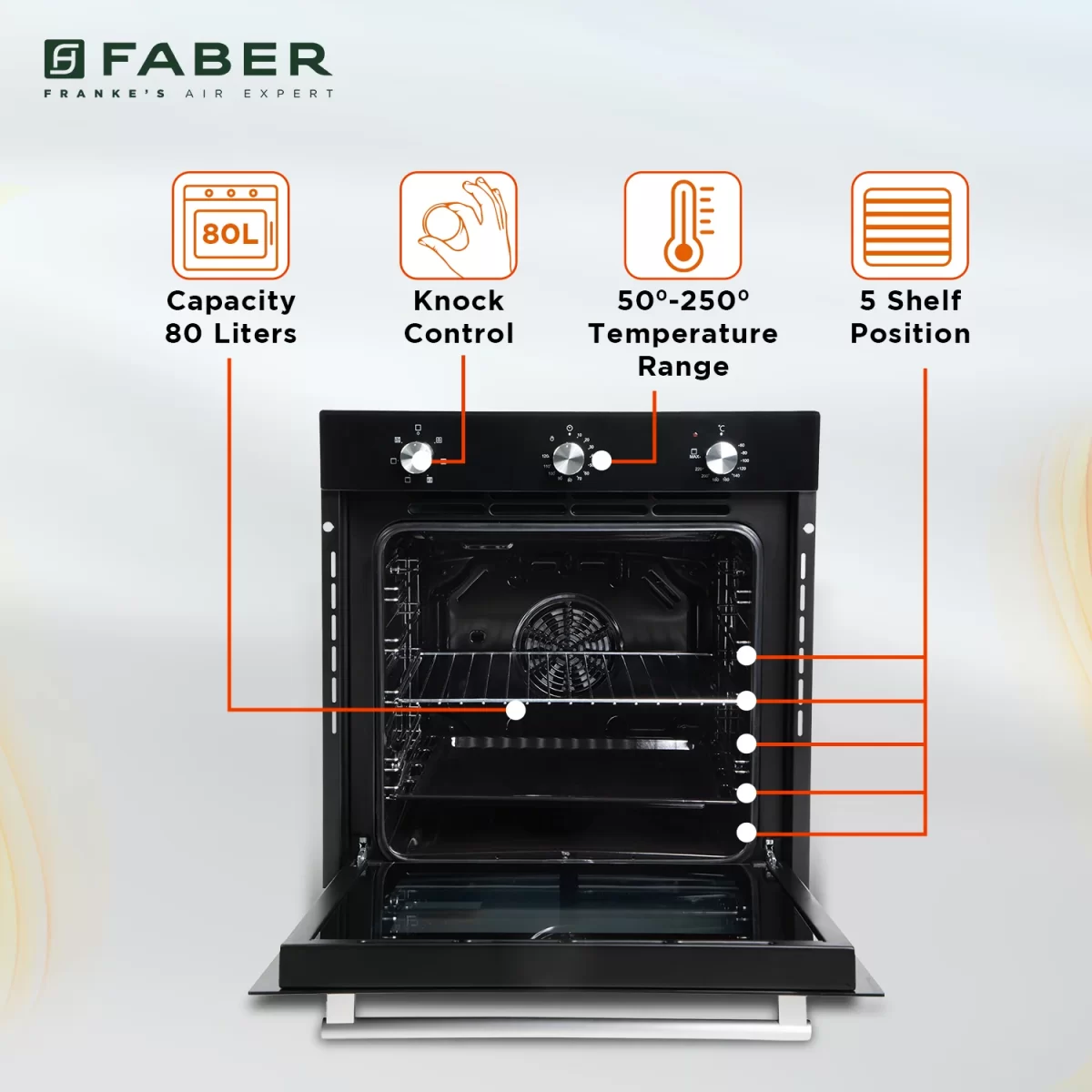 FABER BUILT IN OVEN FBIO 80L 6F BK - Image 5